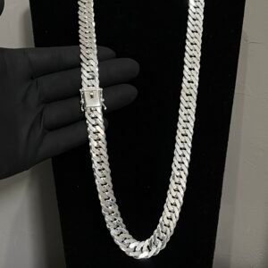 Corrente de Prata Masculina – 13mm Fecho Gaveta – Modelo elo duplo  – Prata 925 (cópia)