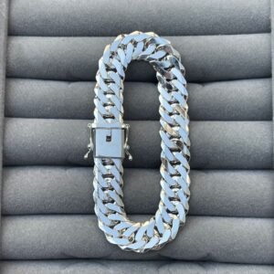 Pulseira de Prata Masculina – 13mm Fecho Gaveta modelo elo duplo- Prata 925